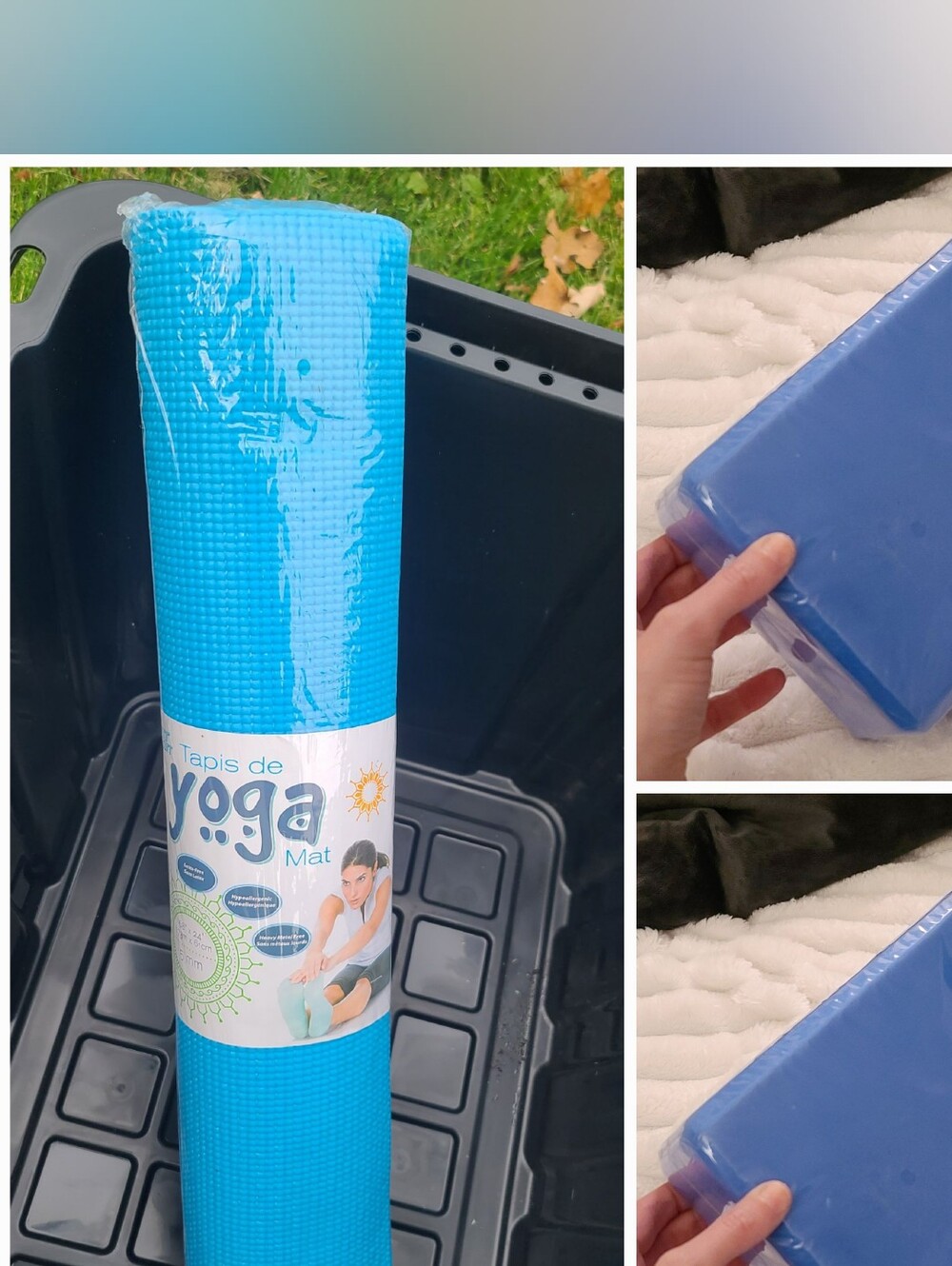 Yoga Mat & Yoga Blocks Set (3 Pieces) – Unused